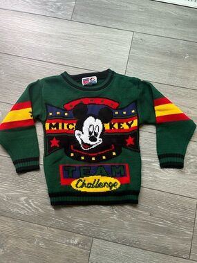 Vintage Mickey Mouse Team Challenge Kids Sweater Size Medium 6